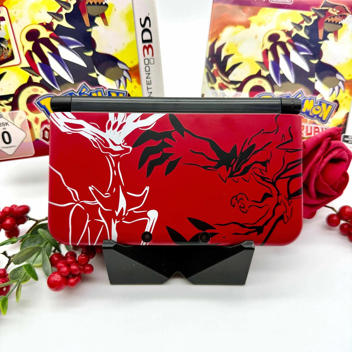 Nintendo 3DS XL schwarz rot Pokemon XY gemoddet - 3DSRenew