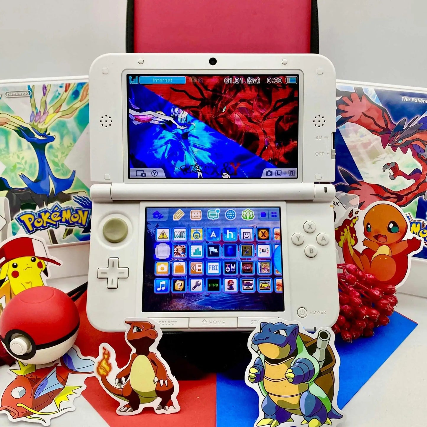 Nintendo 3DS XL weiß rot Pokemon XY gemoddet - 3DSRenew