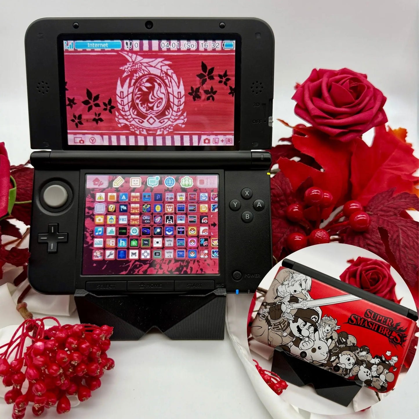 Nintendo 3DS XL schwarz rot Smash Bros