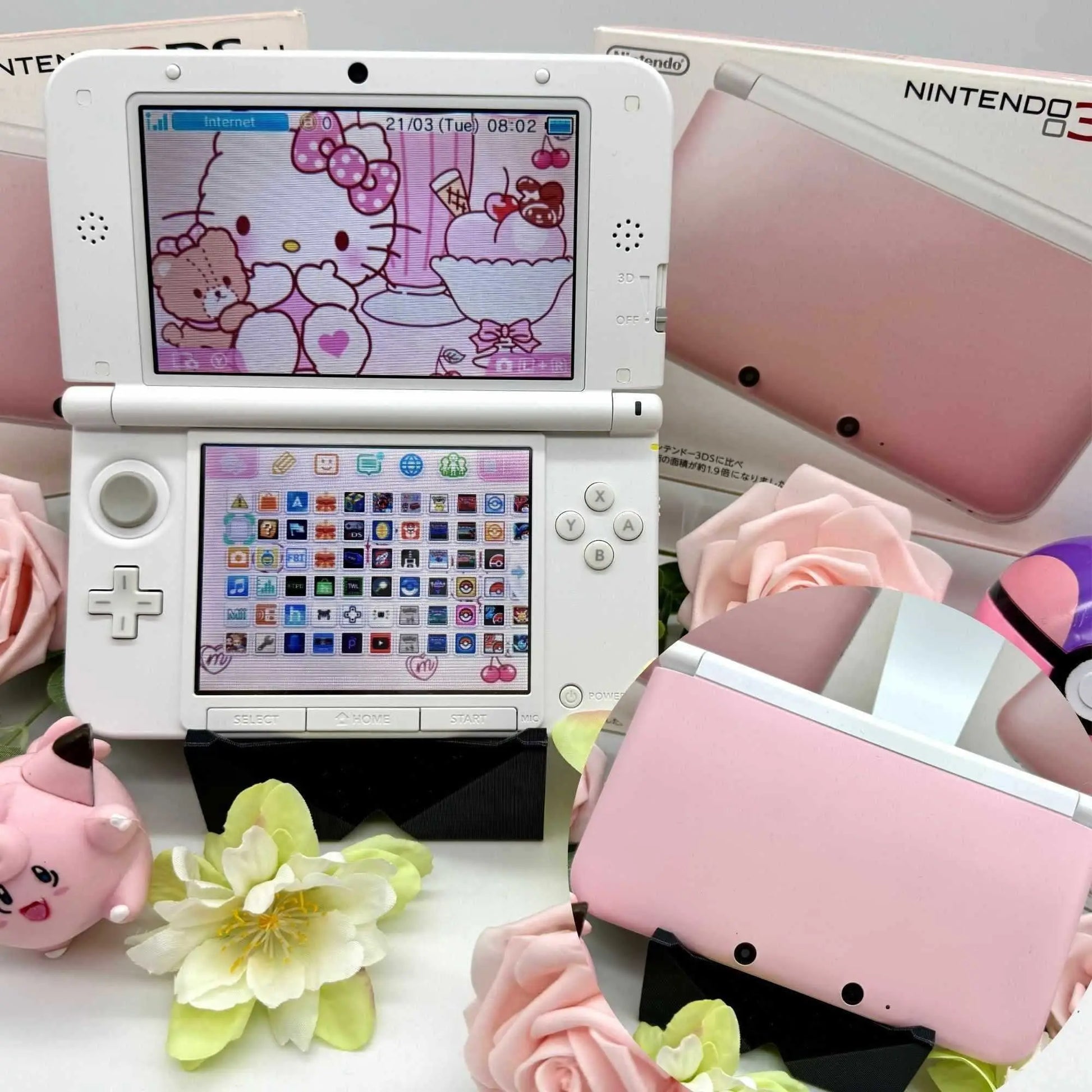Nintendo 3DS XL white pink gemoddet - 3DSRenew